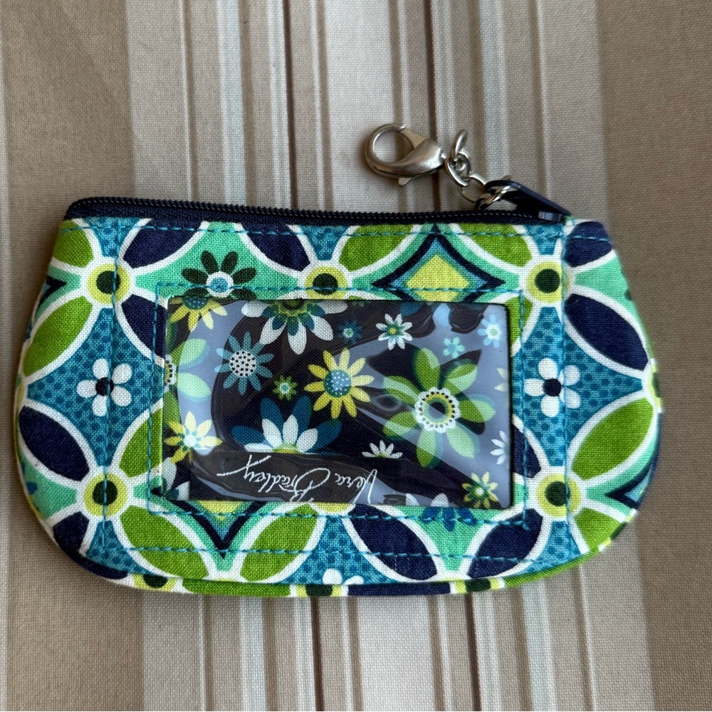 Vera Bradley Navy and Green Floral Coin Pouch - Picture 4 of 5